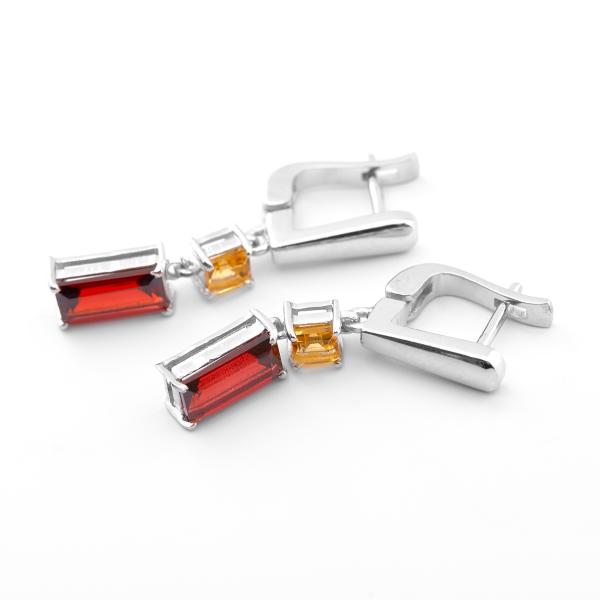 Boucles d'oreilles grenat, citrine argent Maria